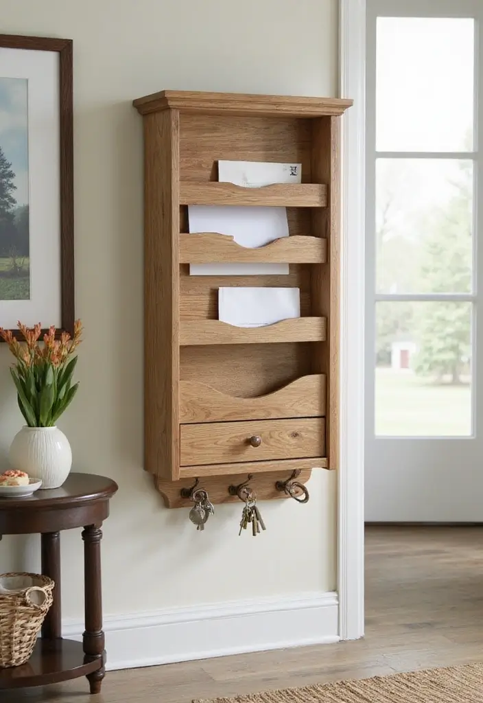 25 Simple DIY Wood Projects for Chic and Affordable Home Decor - 21. Wooden Mail Organizer