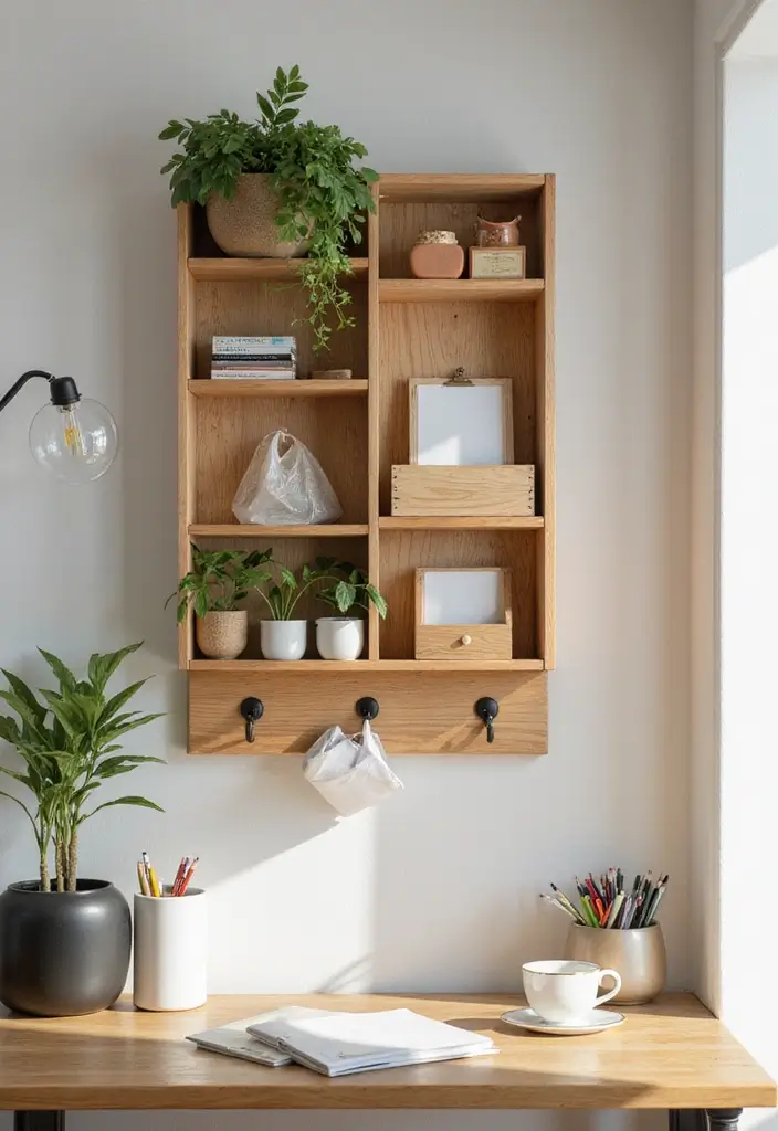 25 Simple DIY Wood Projects for Chic and Affordable Home Decor - 22. Wooden Wall Organizer