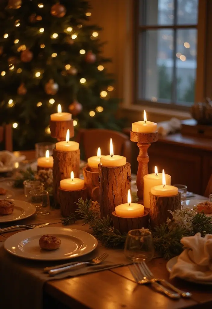 25 Simple DIY Wood Projects for Chic and Affordable Home Decor - 9. Rustic Wood Candle Holders