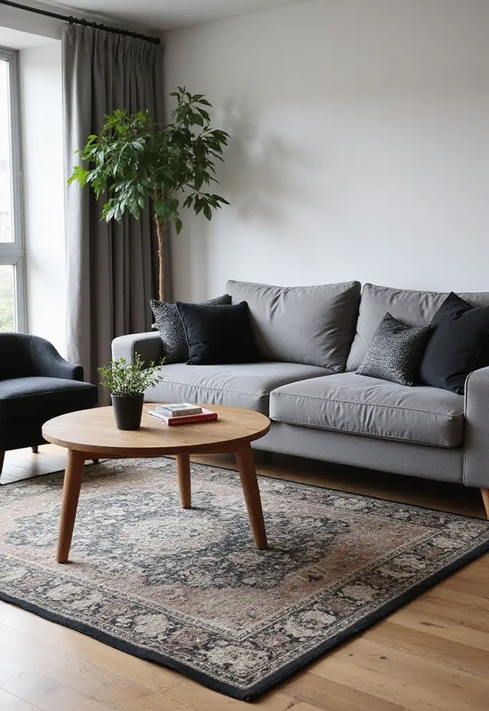 27 Black and Wood Living Room Decor Ideas That Feel Sleek and Cozy 50 27 Black and Wood Living Room Decor Ideas That Feel Sleek and Cozy - 10. Cozy Area Rugs