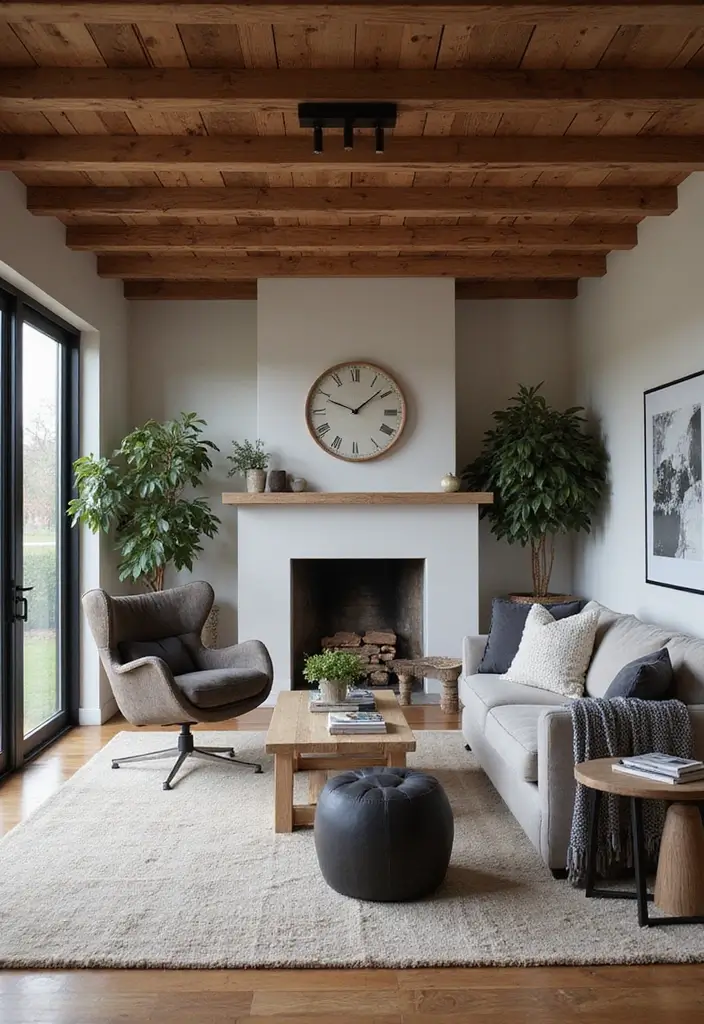 27 Black and Wood Living Room Decor Ideas That Feel Sleek and Cozy 88 27 Black and Wood Living Room Decor Ideas That Feel Sleek and Cozy - 22. Wooden Beams and Black Accents