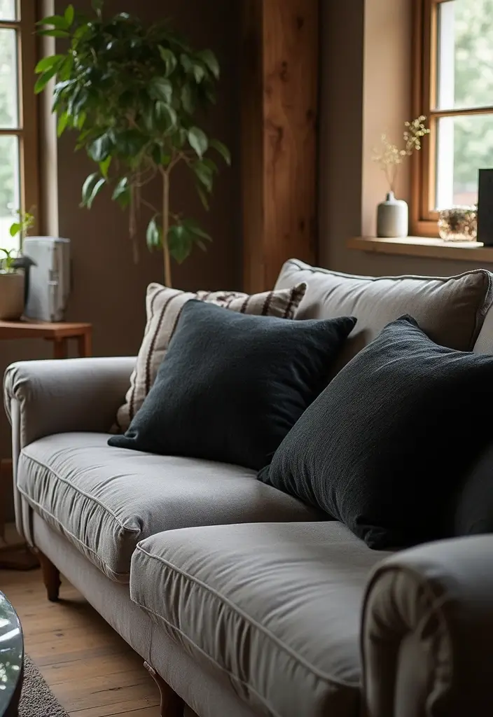 27 Black and Wood Living Room Decor Ideas That Feel Sleek and Cozy 96 27 Black and Wood Living Room Decor Ideas That Feel Sleek and Cozy - 24. Black Cushion Covers
