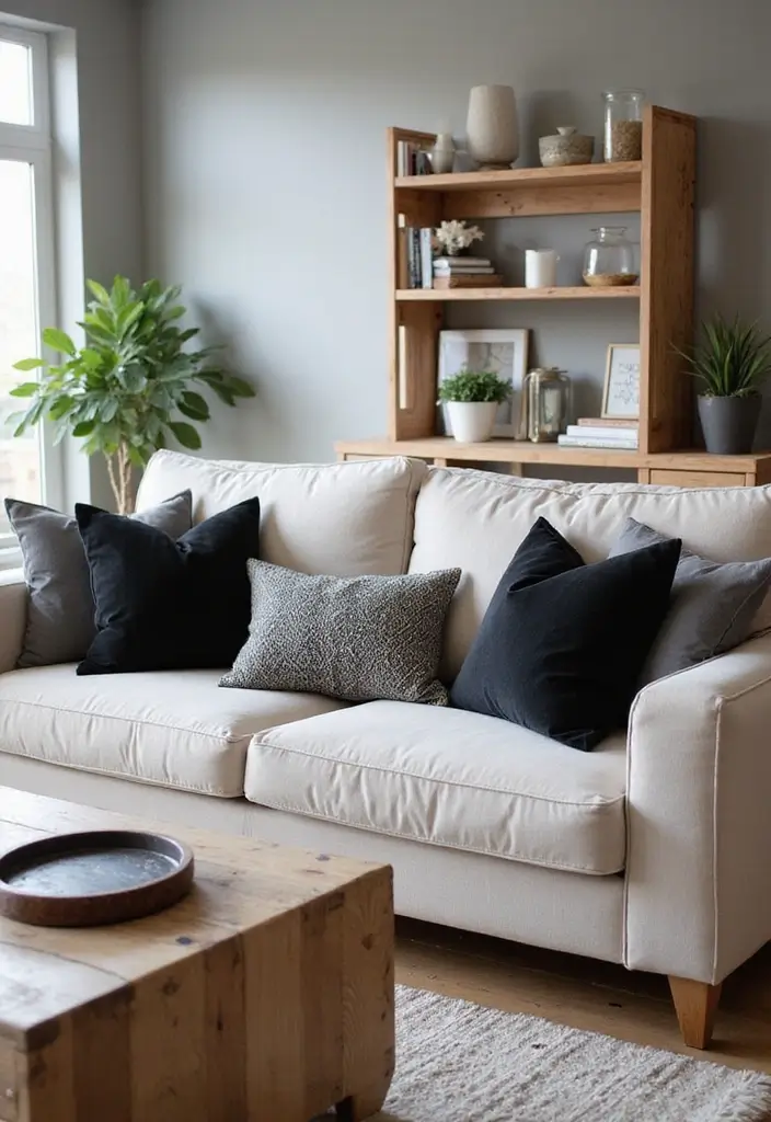 27 Black and Wood Living Room Decor Ideas That Feel Sleek and Cozy 110 27 Black and Wood Living Room Decor Ideas That Feel Sleek and Cozy - 26. Black and Wood Throw Pillows
