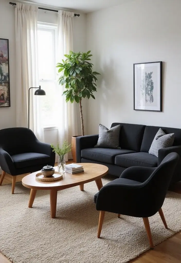 27 Black and Wood Living Room Decor Ideas That Feel Sleek and Cozy 15 27 Black and Wood Living Room Decor Ideas That Feel Sleek and Cozy - 3. Black Accent Chairs