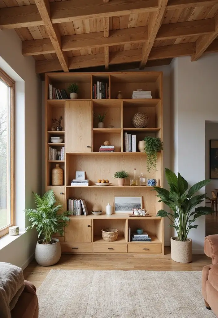 27 Brown Wood Living Room Decor Ideas That Feel Cozy and Balanced - 10. Create a Multifunctional Space