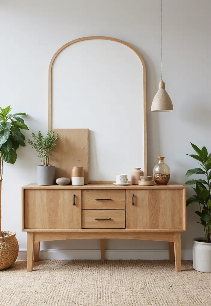 27 Brown Wood Living Room Decor Ideas That Feel Cozy and Balanced - 23. Choose a Wooden Console Table