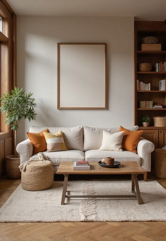 27 Brown Wood Living Room Decor Ideas That Feel Cozy and Balanced - 3. Warm Color Palettes with Brown Accents