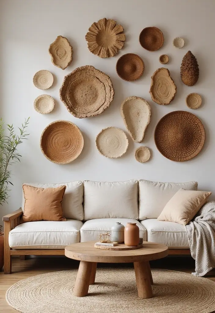27 Brown Wood Living Room Decor Ideas That Feel Cozy and Balanced - 7. Earthy Wall Art
