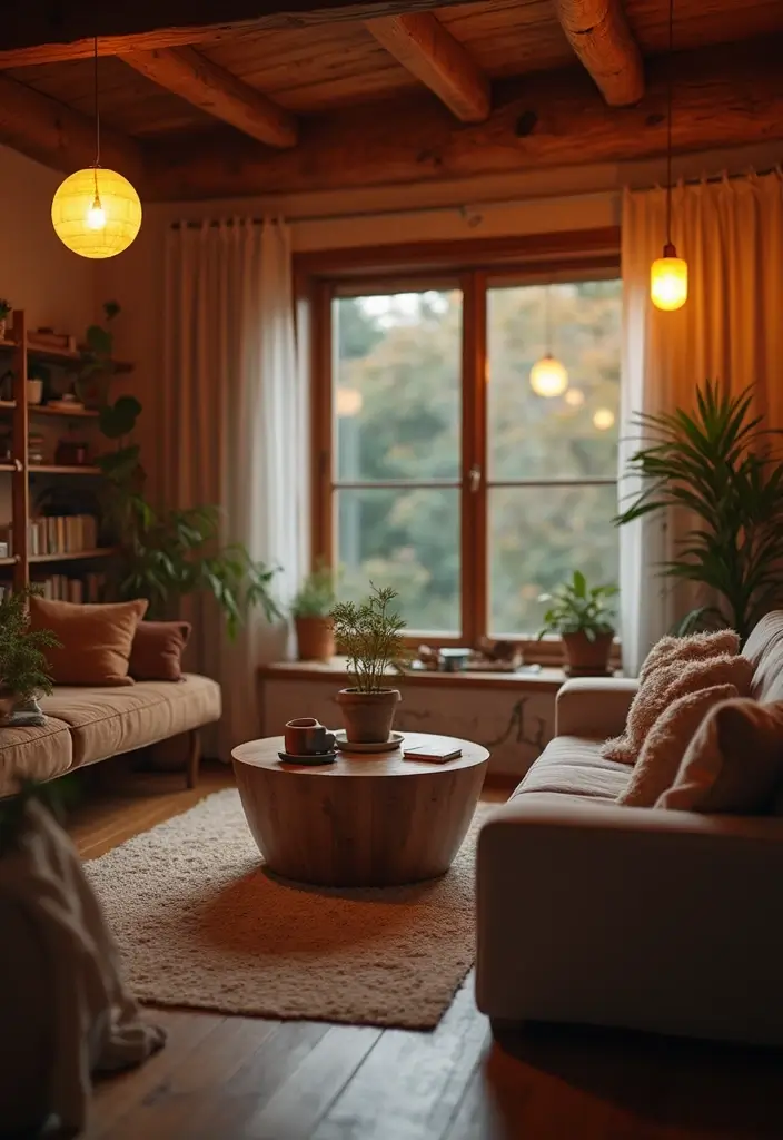 27 Brown Wood Living Room Decor Ideas That Feel Cozy and Balanced - 9. Wood Accents in Lighting