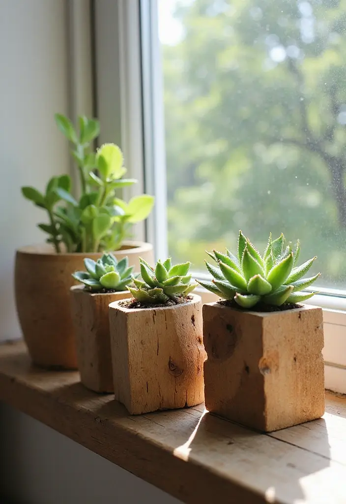 27 DIY Wood Block Craft Ideas for Rustic Home Decor 13 27 DIY Wood Block Craft Ideas for Rustic Home Decor - 5. Wood Block Planters