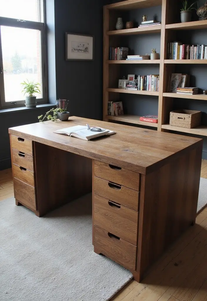 27 Dark Wood Desk Decor Ideas for a Stylish Home Office 27 27 Dark Wood Desk Decor Ideas for a Stylish Home Office - 11. Custom Made Dark Wood Desk
