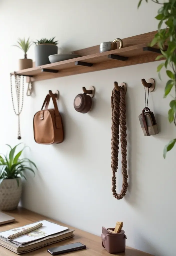 27 Dark Wood Desk Decor Ideas for a Stylish Home Office 44 27 Dark Wood Desk Decor Ideas for a Stylish Home Office - 14. Functional Wall Hooks