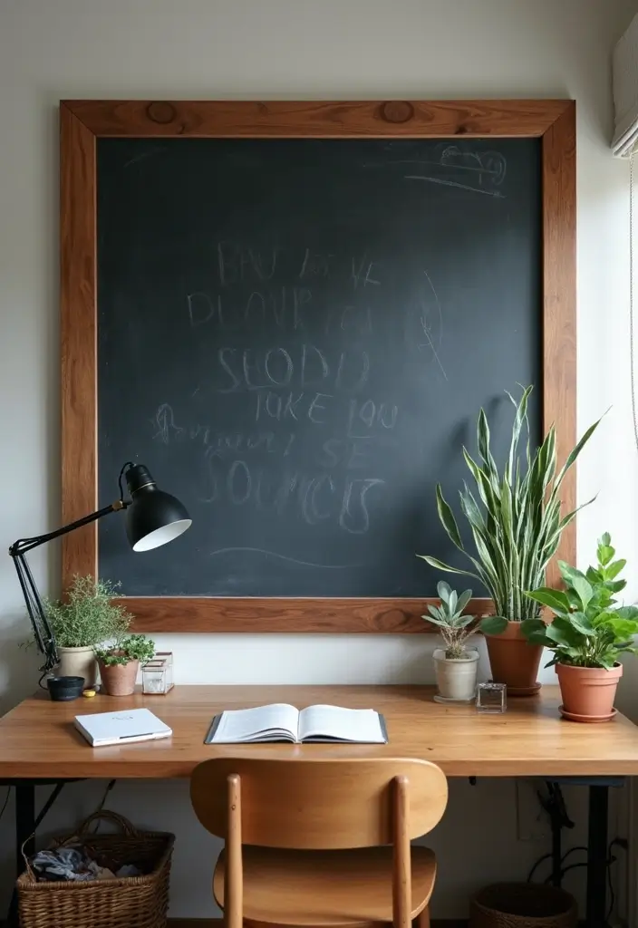 27 Dark Wood Desk Decor Ideas for a Stylish Home Office 45 27 Dark Wood Desk Decor Ideas for a Stylish Home Office - 15. Chalkboard Wall for Note-Taking