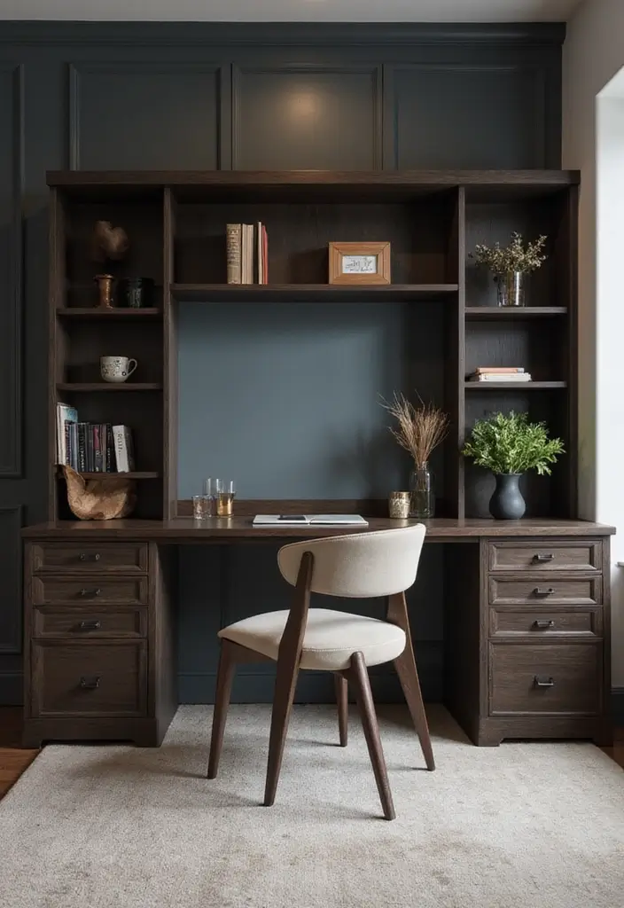 27 Dark Wood Desk Decor Ideas for a Stylish Home Office 47 27 Dark Wood Desk Decor Ideas for a Stylish Home Office - 17. Storage Solutions with Style