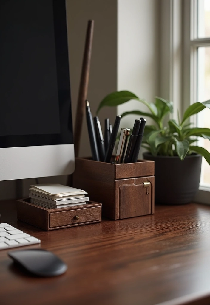 27 Dark Wood Desk Decor Ideas for a Stylish Home Office 2 27 Dark Wood Desk Decor Ideas for a Stylish Home Office - 2. Stylish Desk Organizer Sets