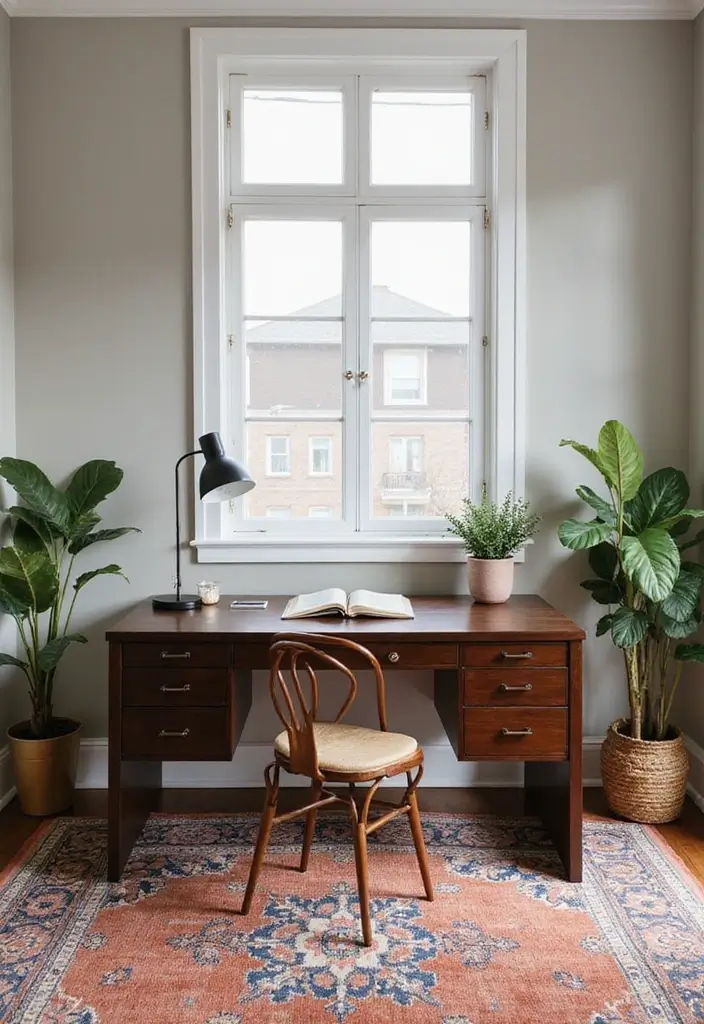 27 Dark Wood Desk Decor Ideas for a Stylish Home Office 83 27 Dark Wood Desk Decor Ideas for a Stylish Home Office - 27. Layering with Rugs