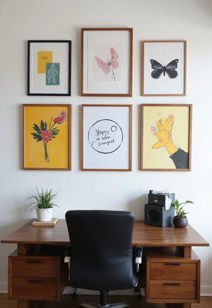 27 Dark Wood Desk Decor Ideas for a Stylish Home Office 4 27 Dark Wood Desk Decor Ideas for a Stylish Home Office - 4. Creative Wall Art Above Your Desk