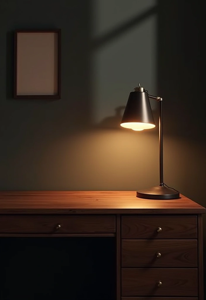 27 Dark Wood Desk Decor Ideas for a Stylish Home Office 23 27 Dark Wood Desk Decor Ideas for a Stylish Home Office - 9. Creative Use of Lighting