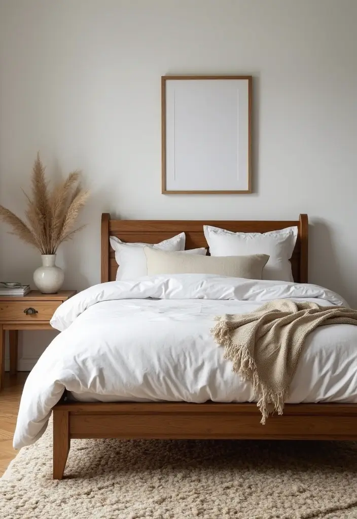 27 Dark Wood and White Decor Ideas for Bright Balanced Interiors - 1. Embrace the Sleigh Bed