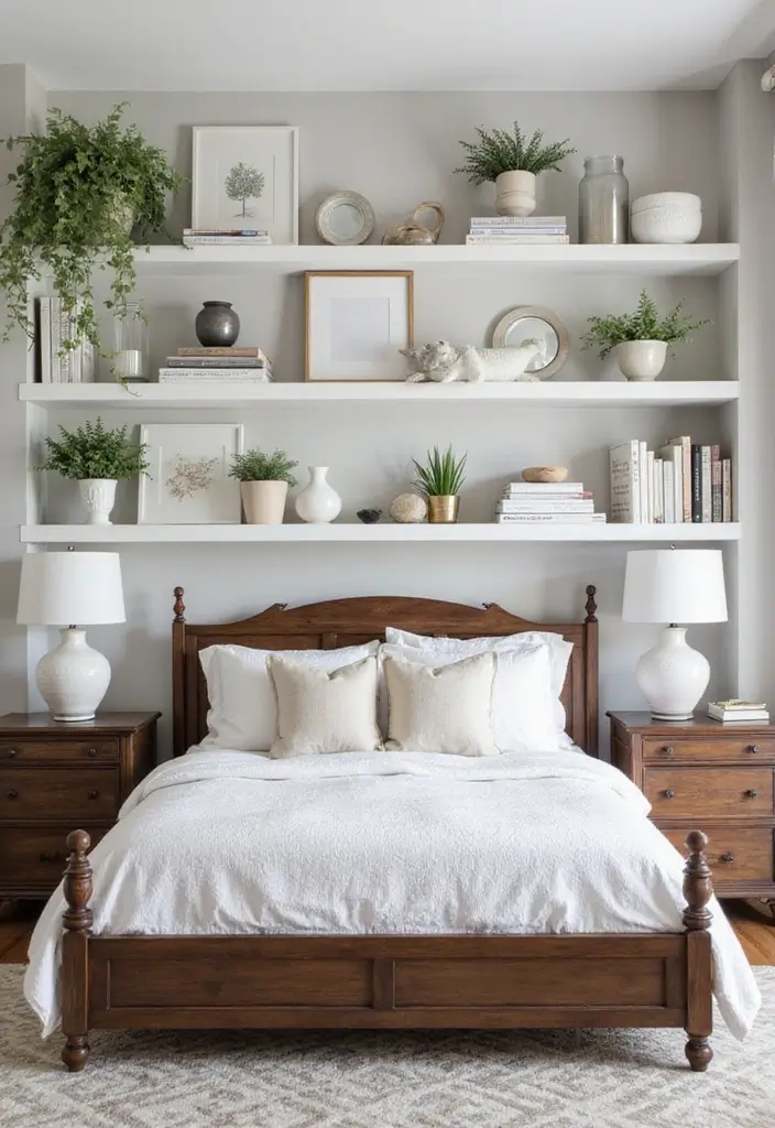27 Dark Wood and White Decor Ideas for Bright Balanced Interiors - 10. Opt for Open Shelving