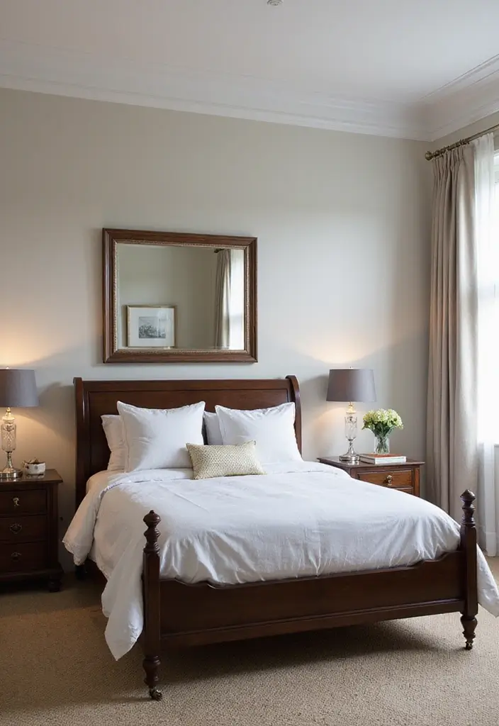 27 Dark Wood and White Decor Ideas for Bright Balanced Interiors - 12. Use Mirrors for Depth