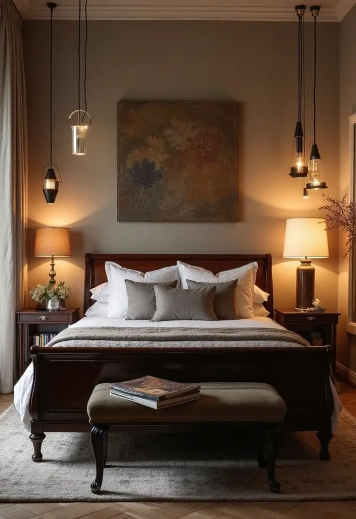 27 Dark Wood and White Decor Ideas for Bright Balanced Interiors - 13. Play with Lighting Fixtures