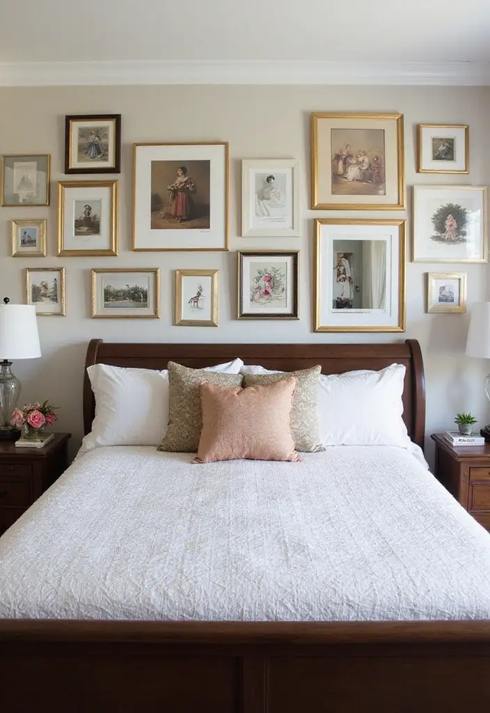 27 Dark Wood and White Decor Ideas for Bright Balanced Interiors - 20. Create a Gallery Wall