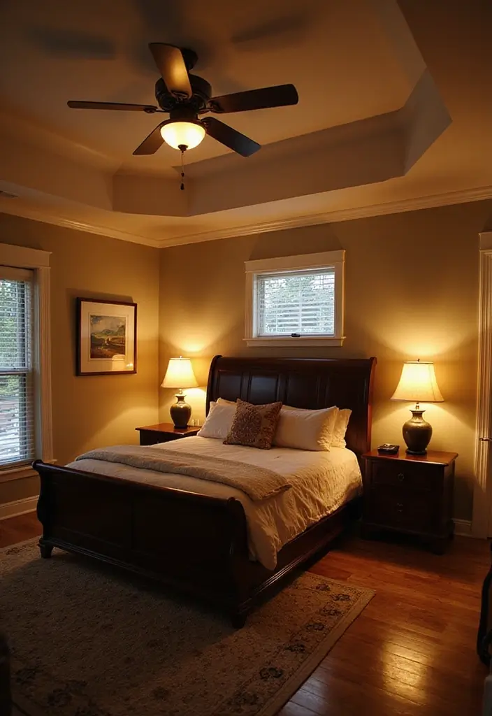 27 Dark Wood and White Decor Ideas for Bright Balanced Interiors - 25. Layer Your Lighting