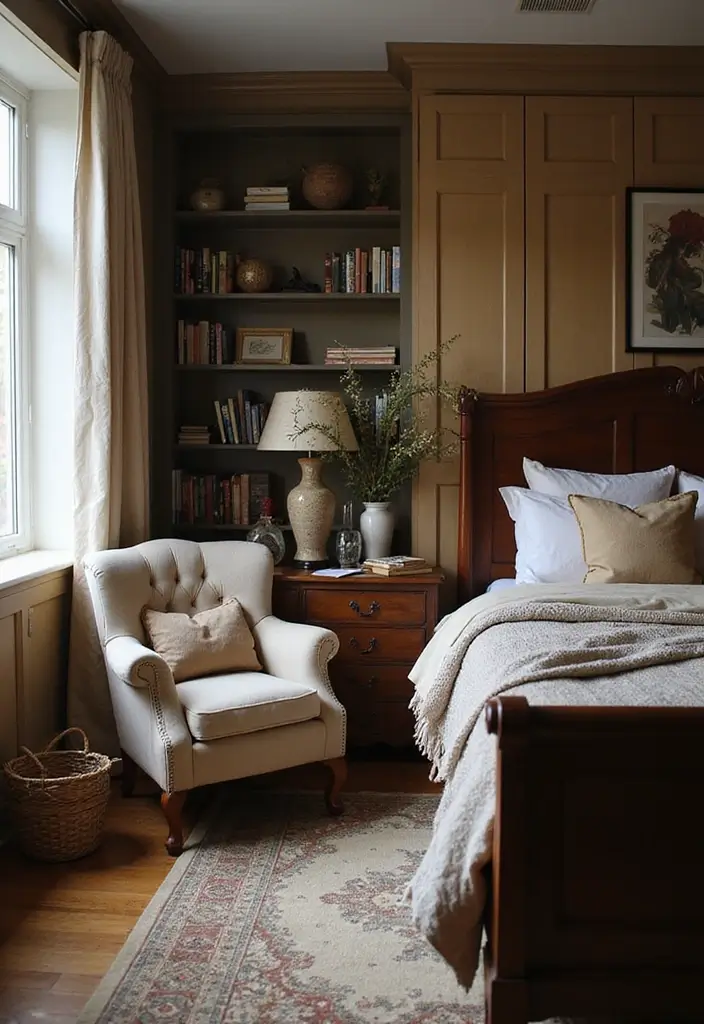 27 Dark Wood and White Decor Ideas for Bright Balanced Interiors - 5. Create a Cozy Reading Nook
