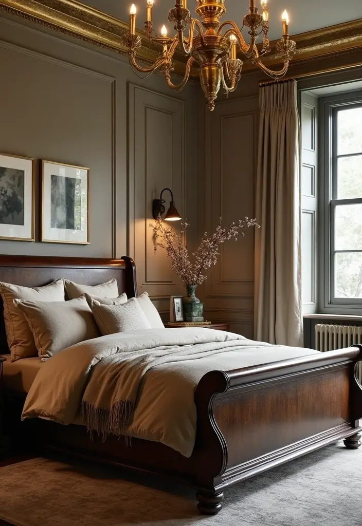 27 Dark Wood and White Decor Ideas for Bright Balanced Interiors - 8. Mix in Metallic Accents