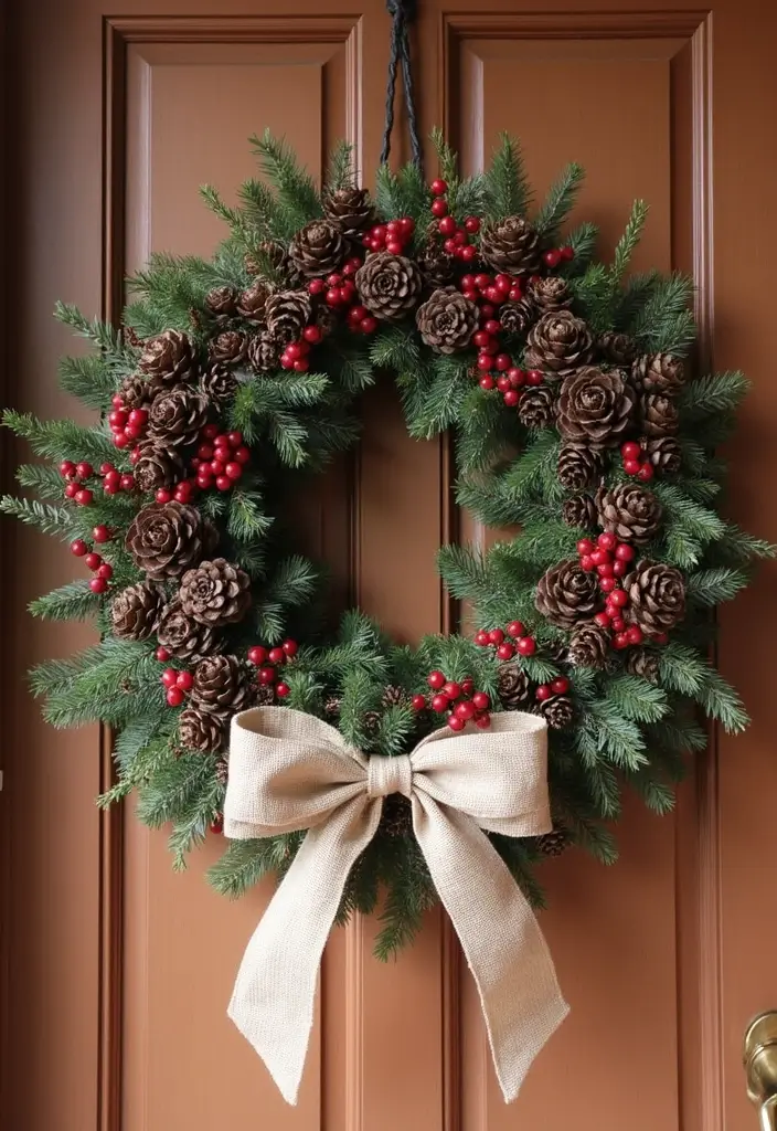 27 Red White and Wood Christmas Decor Ideas for Holiday Warmth - 1. Rustic Red and White Wreath