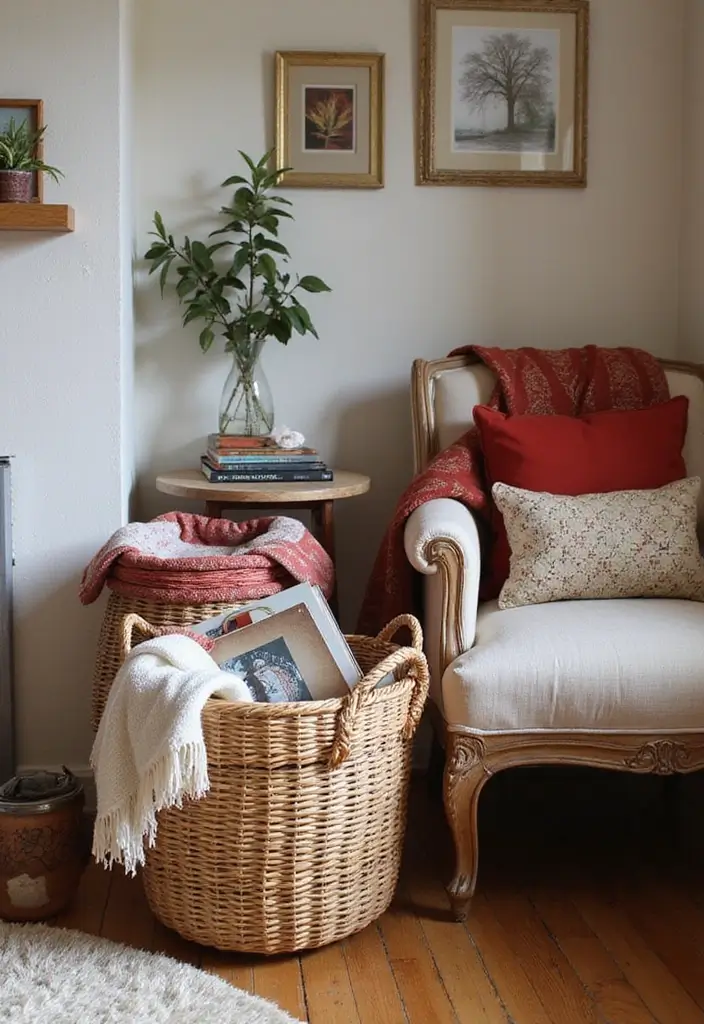 27 Red White and Wood Christmas Decor Ideas for Holiday Warmth - 16. Woven Baskets