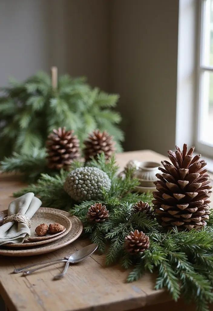 27 Red White and Wood Christmas Decor Ideas for Holiday Warmth - 22. Natural Pinecones Decor