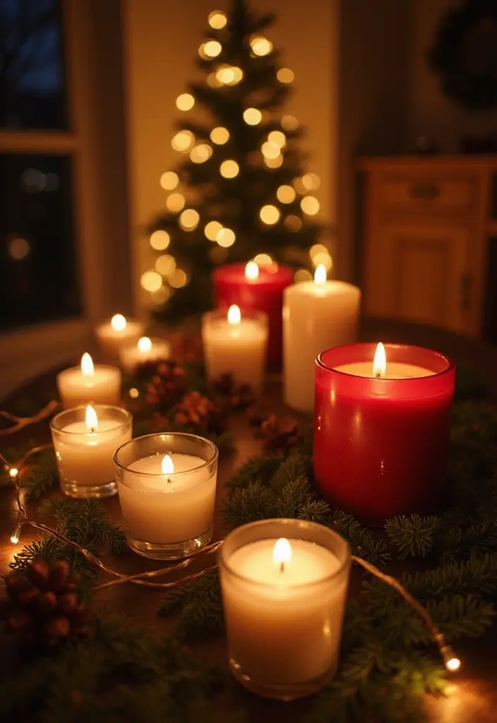 27 Red White and Wood Christmas Decor Ideas for Holiday Warmth - 23. Warm Holiday Lighting