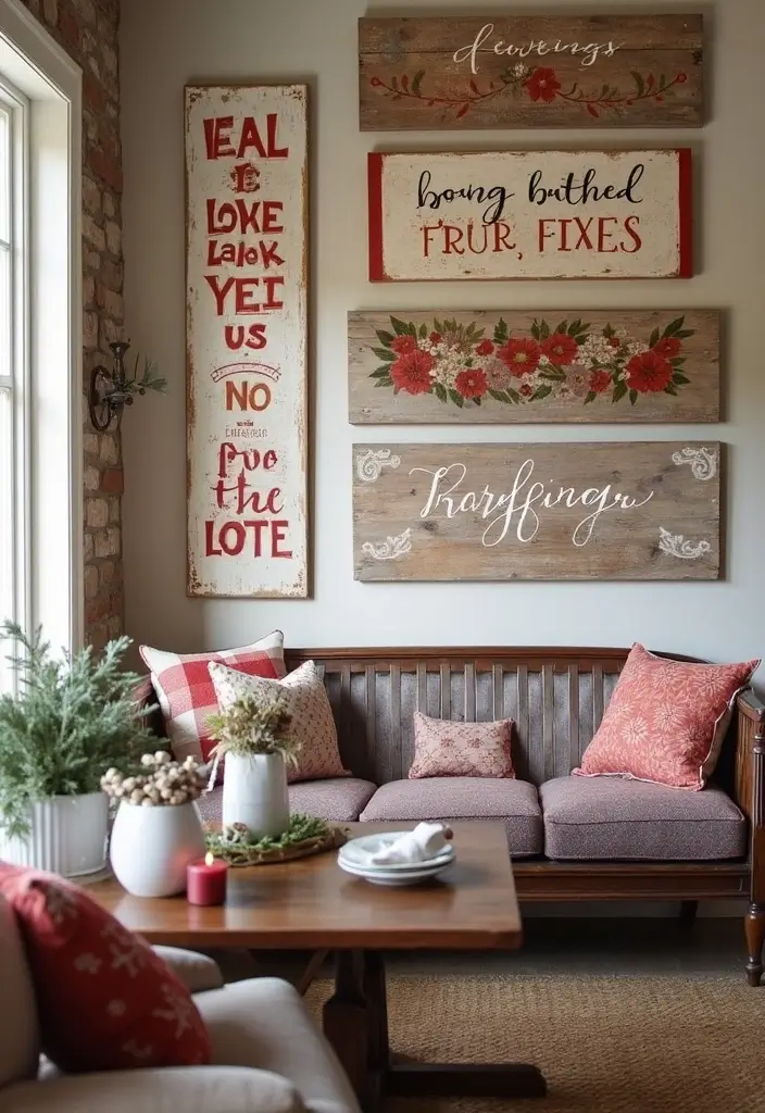 27 Red White and Wood Christmas Decor Ideas for Holiday Warmth - 25. Rustic Wall Hangings