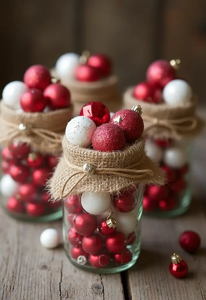 27 Red White and Wood Christmas Decor Ideas for Holiday Warmth - 6. DIY Mason Jar Centerpieces