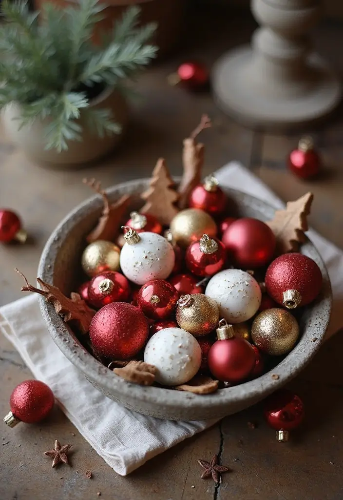 27 Red White and Wood Christmas Decor Ideas for Holiday Warmth - 7. Vintage Red and White Ornaments