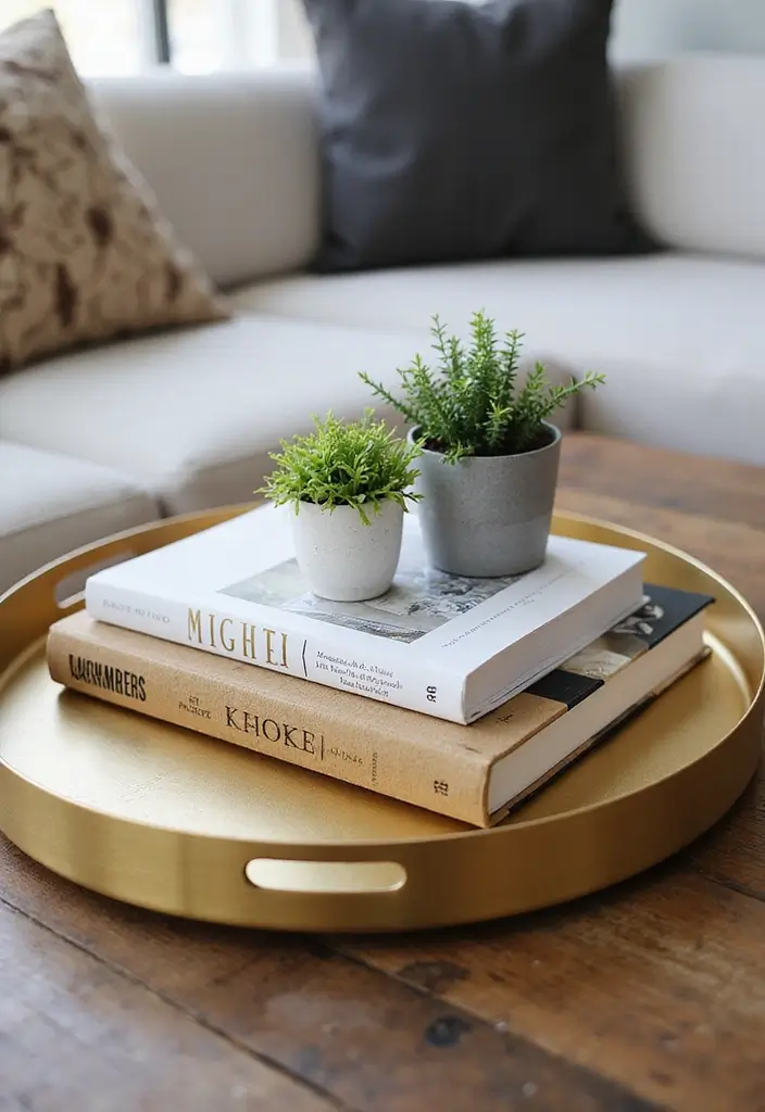 28 Gold and Wood Living Room Decor Ideas That Feel Luxurious 41 28 Gold and Wood Living Room Decor Ideas That Feel Luxurious - 11. Gold Decorative Trays