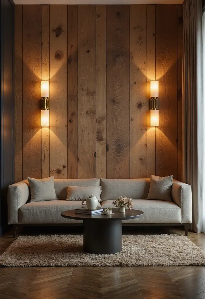 28 Gold and Wood Living Room Decor Ideas That Feel Luxurious 44 28 Gold and Wood Living Room Decor Ideas That Feel Luxurious - 14. Gold Wall Sconces
