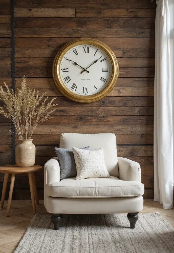 28 Gold and Wood Living Room Decor Ideas That Feel Luxurious 53 28 Gold and Wood Living Room Decor Ideas That Feel Luxurious - 19. Gold Wall Clocks