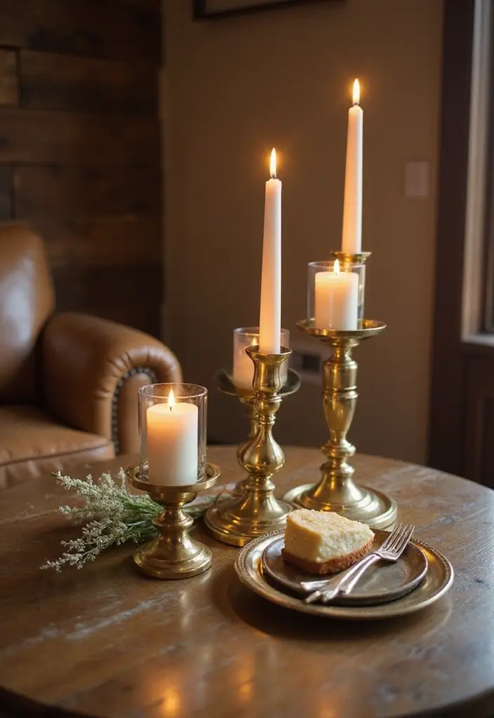 28 Gold and Wood Living Room Decor Ideas That Feel Luxurious 60 28 Gold and Wood Living Room Decor Ideas That Feel Luxurious - 20. Gold Candle Holders