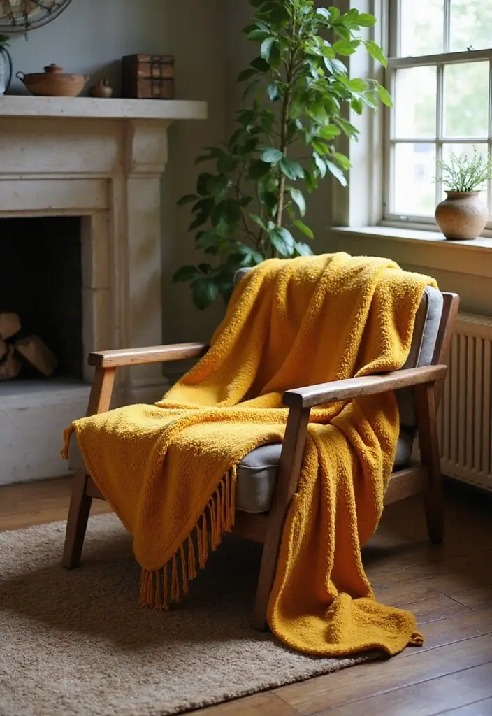 28 Gold and Wood Living Room Decor Ideas That Feel Luxurious 61 28 Gold and Wood Living Room Decor Ideas That Feel Luxurious - 21. Gold Throw Blankets