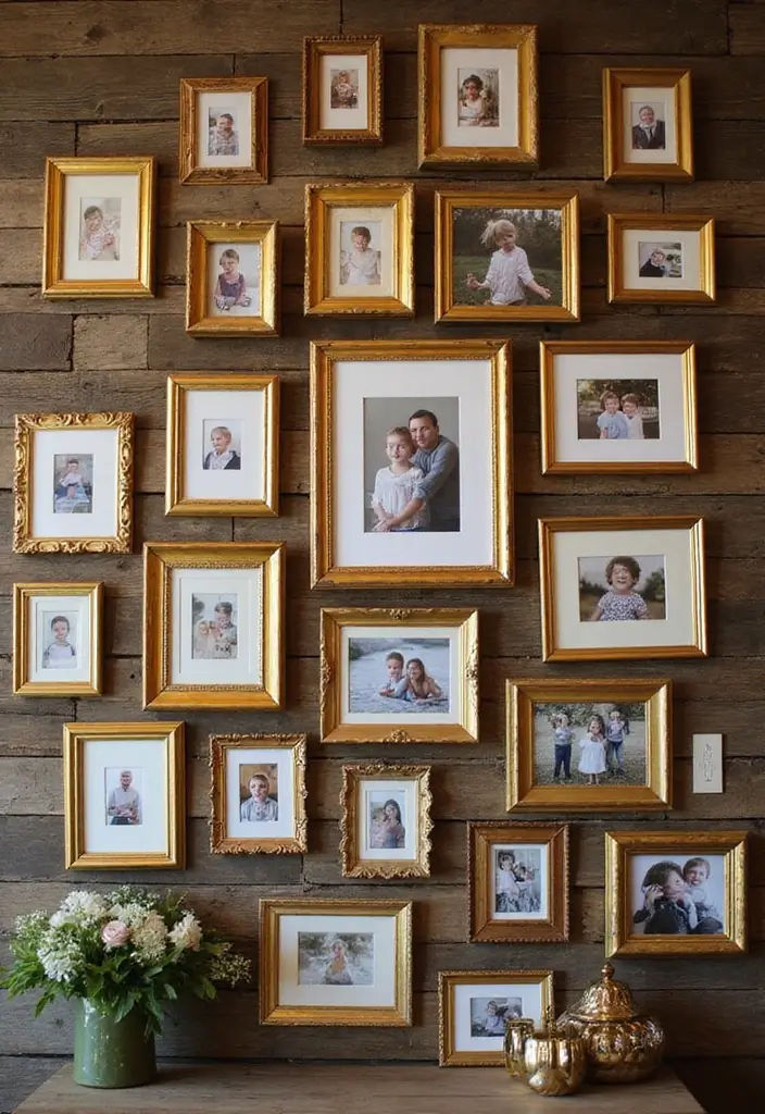 28 Gold and Wood Living Room Decor Ideas That Feel Luxurious 9 28 Gold and Wood Living Room Decor Ideas That Feel Luxurious - 3. Gold Picture Frames