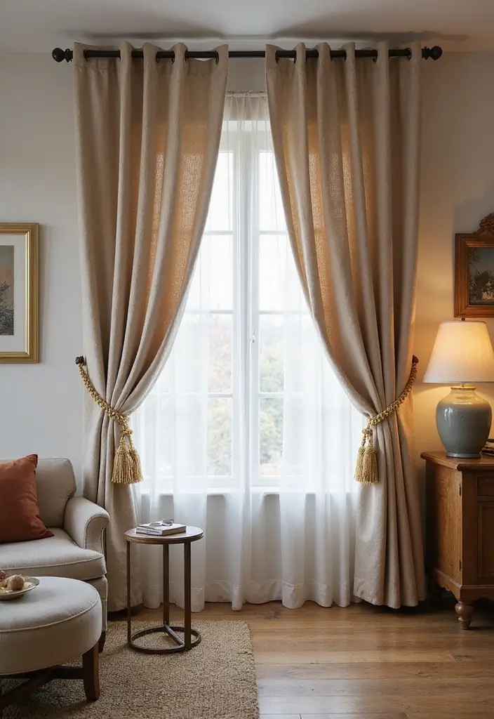 28 Gold and Wood Living Room Decor Ideas That Feel Luxurious 25 28 Gold and Wood Living Room Decor Ideas That Feel Luxurious - 7. Gold Drapery Hardware