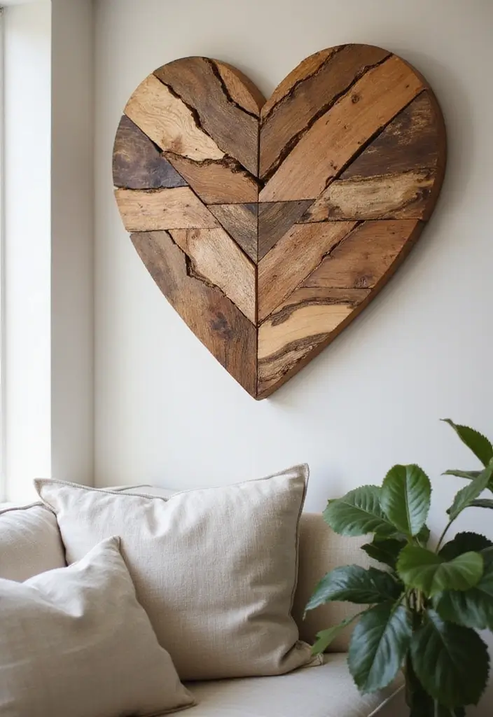 28 Scrap Wood Art Projects for DIY Rustic Wall Decor 15 28 Scrap Wood Art Projects for DIY Rustic Wall Decor - 3. Wooden Heart Wall Art
