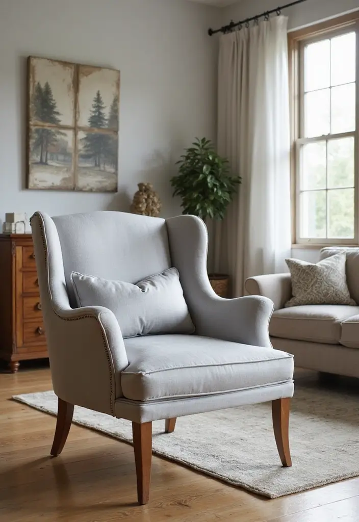 28 Silver and Wood Living Room Decor Ideas for Elegant Contrast - 14. Silver Accent Chairs with Wooden Legs