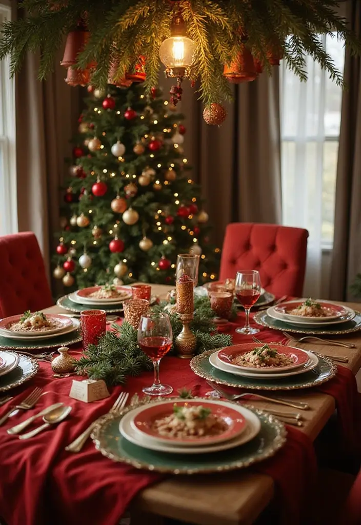 28 Wood Dining Room Table Decor Ideas for Every Season - 10. Festive Holiday Cheer