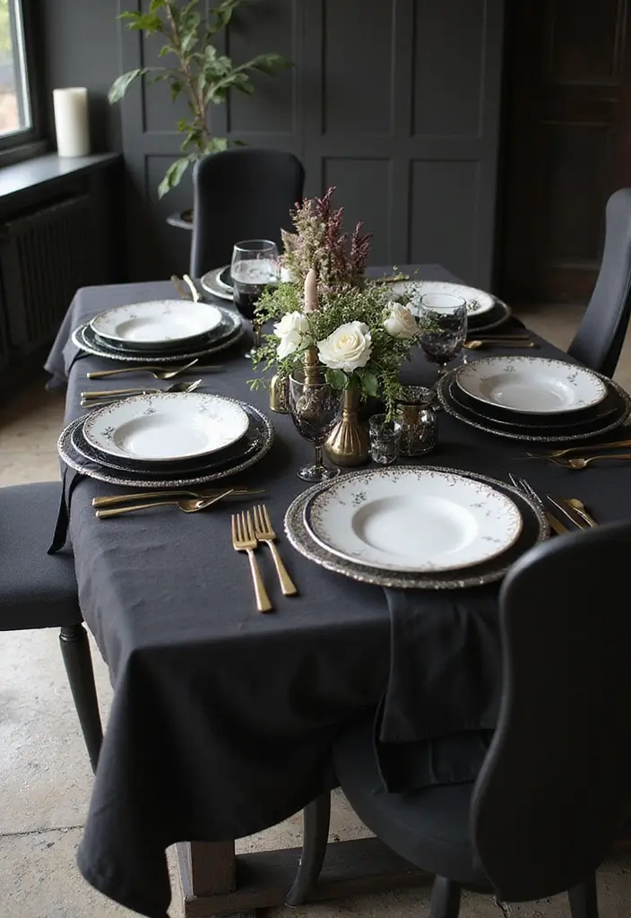 28 Wood Dining Room Table Decor Ideas for Every Season - 17. Elegant Black and White