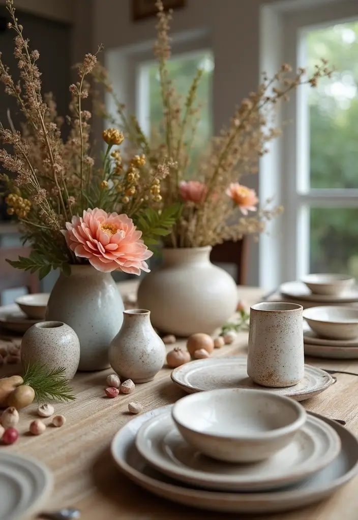 28 Wood Dining Room Table Decor Ideas for Every Season - 22. Artistic Flair