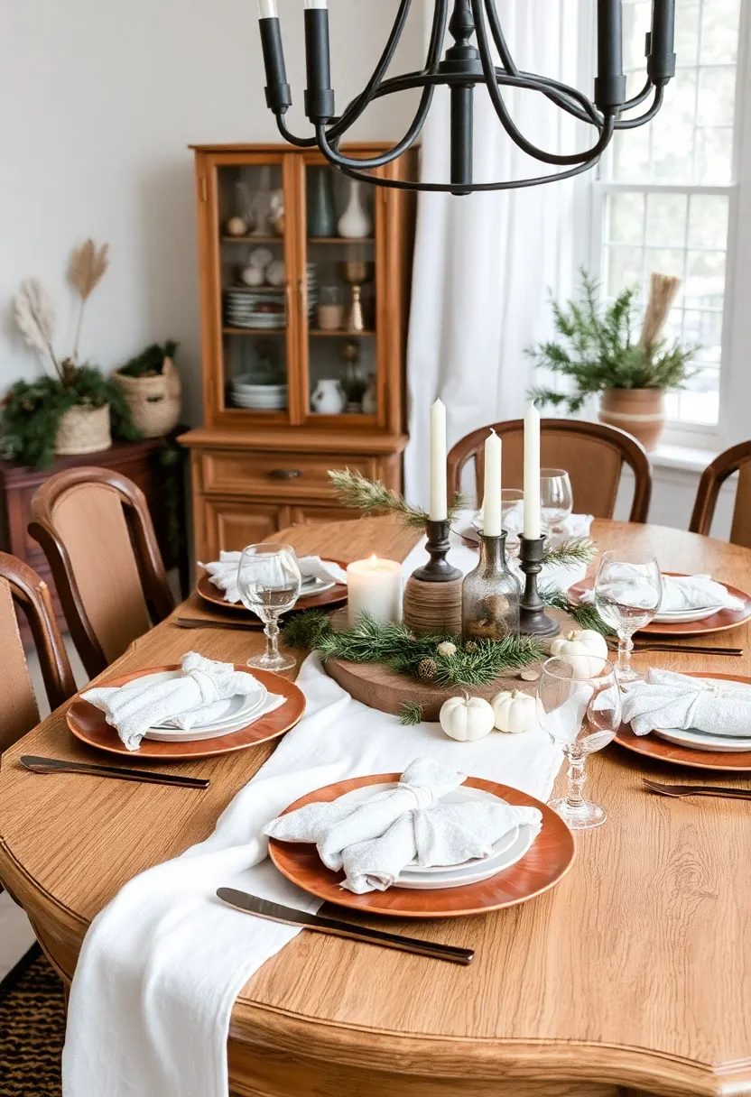 28 Wood Dining Room Table Decor Ideas for Every Season - 27. Textured Winter Layers